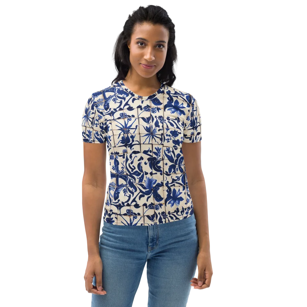 Cobalt Delft on Women's Crew Neck T-Shirt — Front