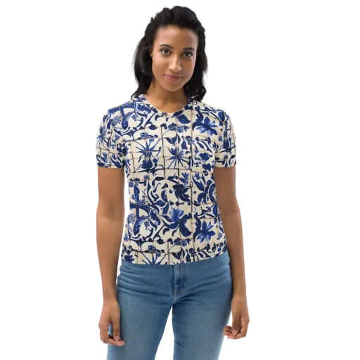Cobalt Delft on a Women's Crew Neck T-Shirt