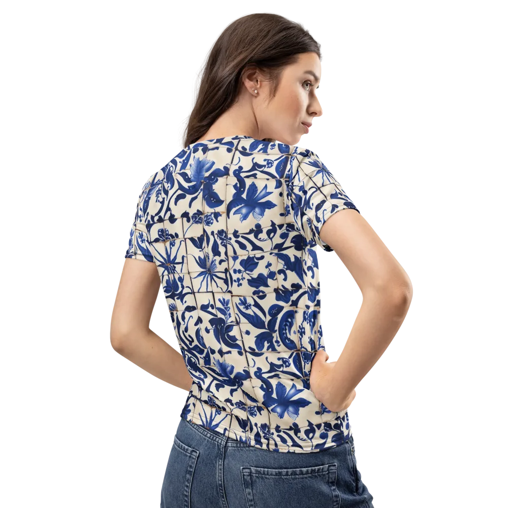 Cobalt Delft on Women's Crew Neck T-Shirt — Back