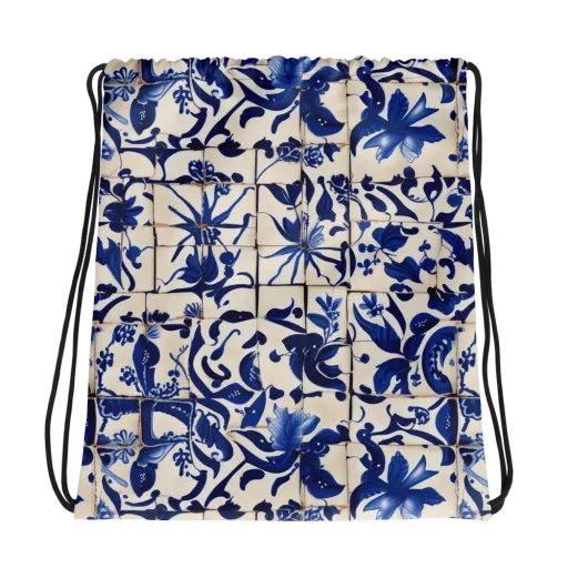 Cobalt Delft on a Drawstring Bag