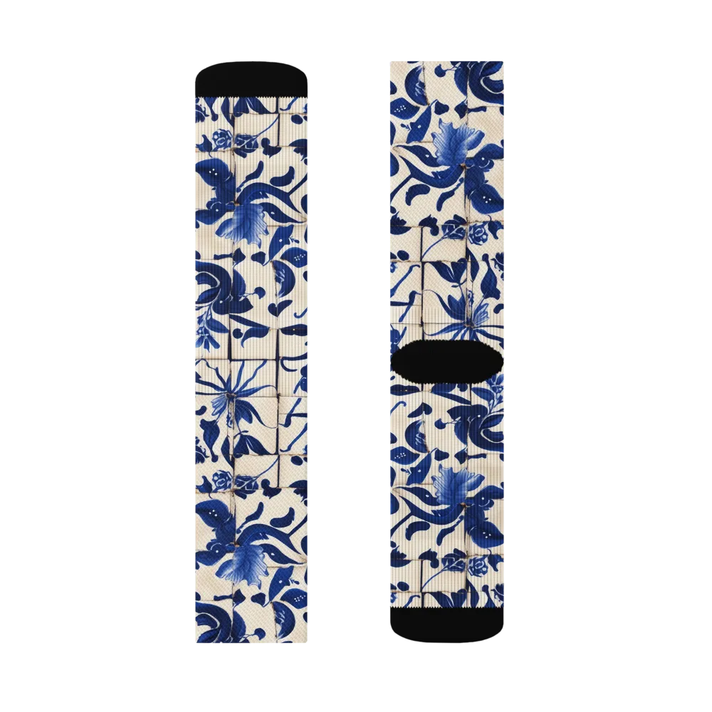 Cobalt Delft on Socks — Left Sock