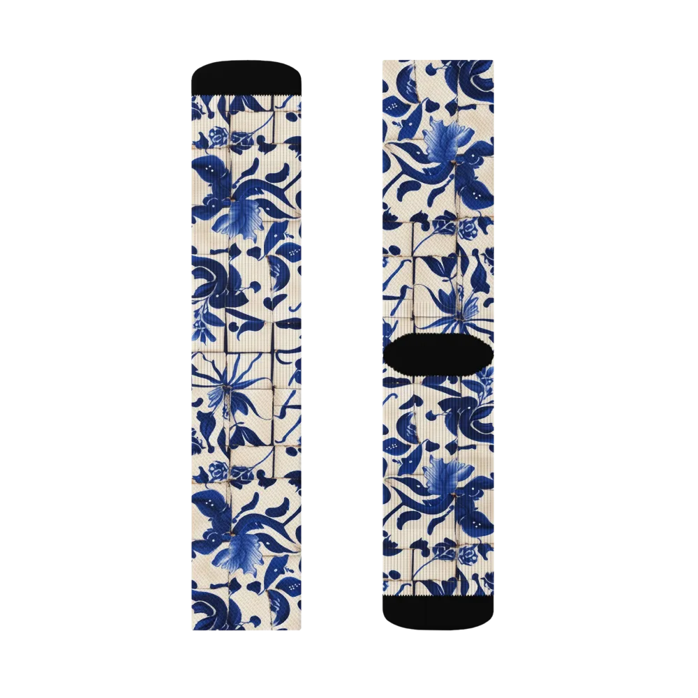 Cobalt Delft on Socks — Right Sock