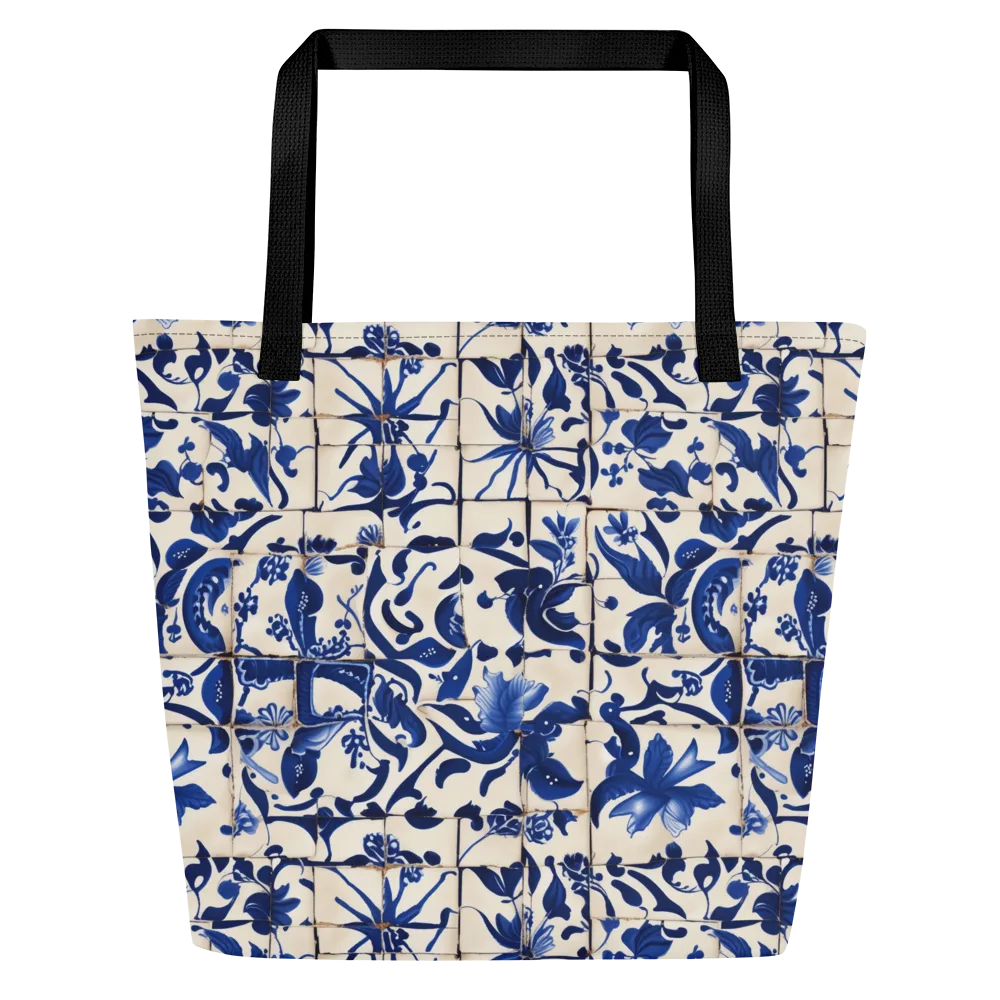 Cobalt Delft on Large Tote Bag W/ Pocket — Front