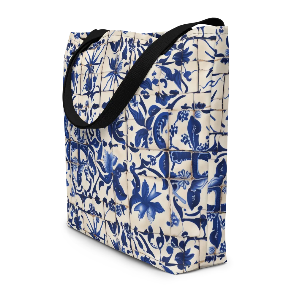 Cobalt Delft on Large Tote Bag W/ Pocket — Front
