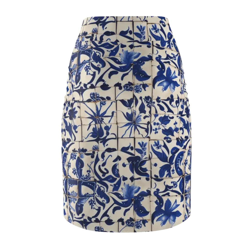 Cobalt Delft on Pencil Skirt — Back