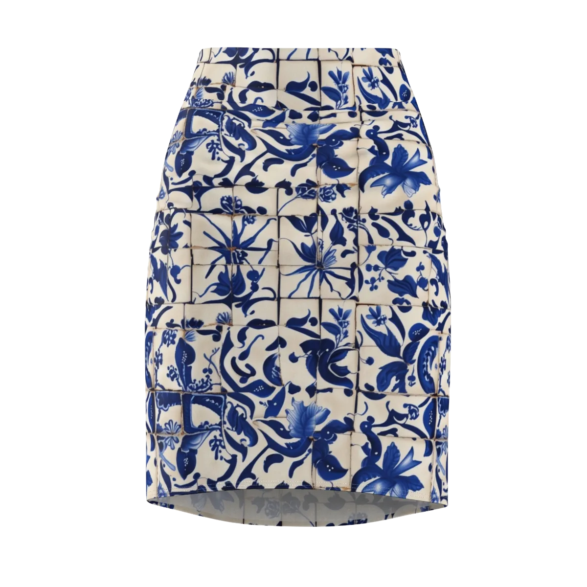 Cobalt Delft on Pencil Skirt — Front
