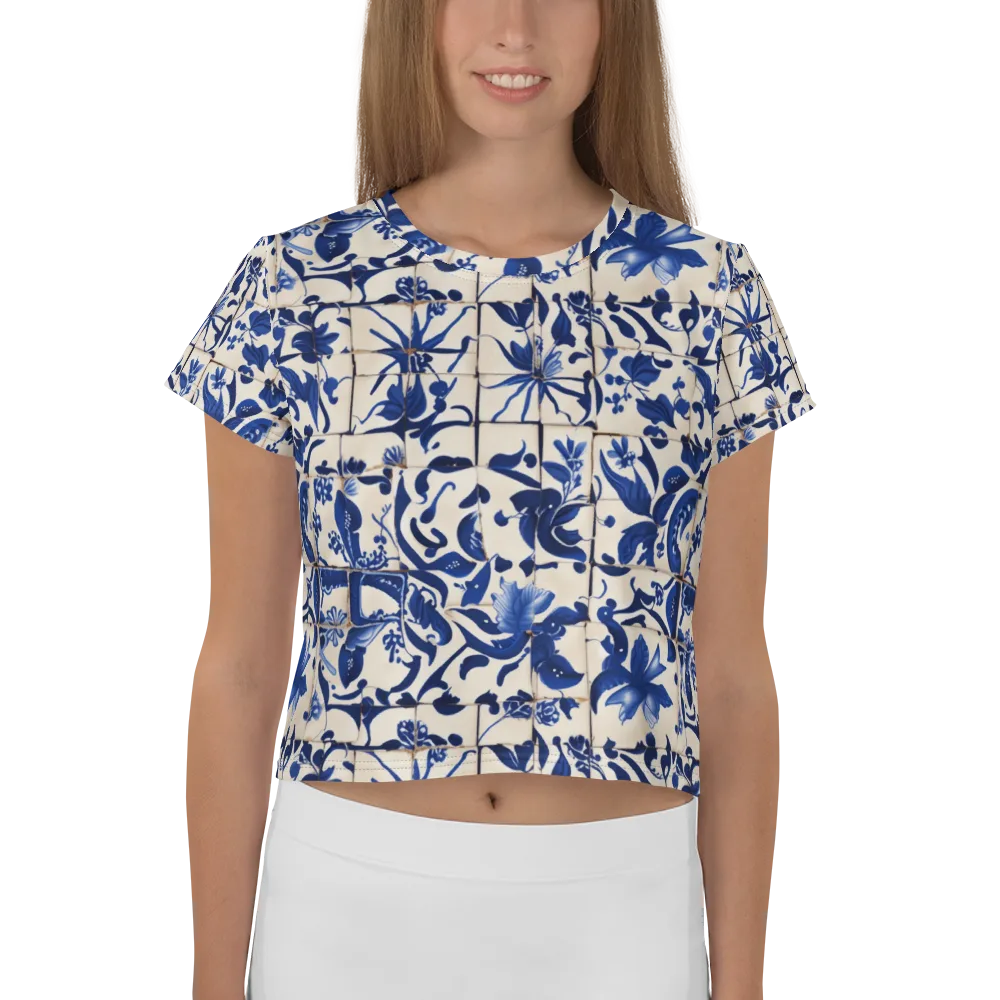 Cobalt Delft on Crop Tee — Front