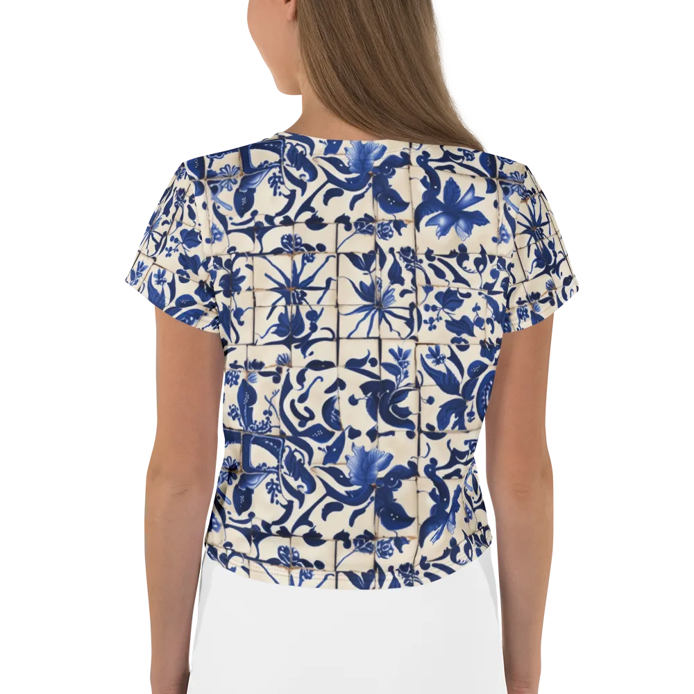 Cobalt Delft on Crop Tee — Back