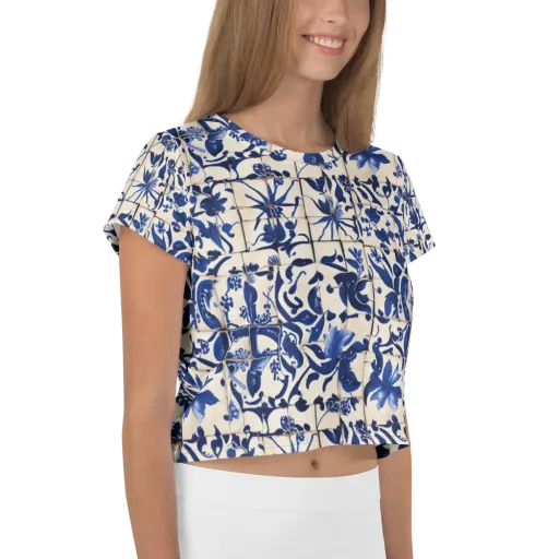Cobalt Delft on a Crop Tee