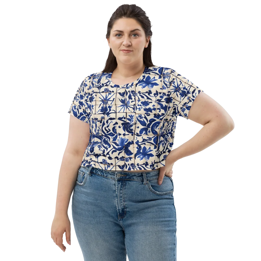 Cobalt Delft on Crop Tee — Front