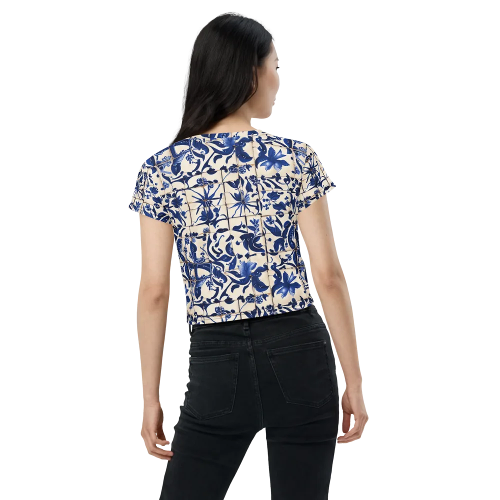 Cobalt Delft on Crop Tee — Back