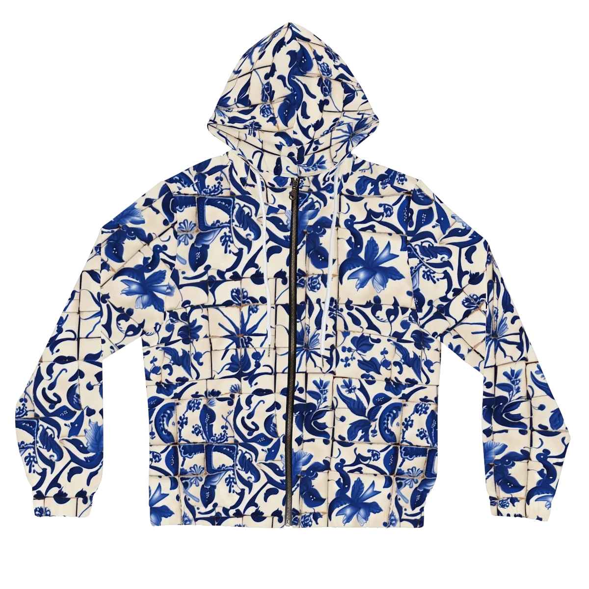 Cobalt Delft on Women's Full-Zip Hoodie — Front