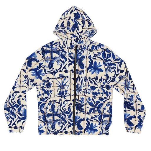 Cobalt Delft on a Women's Full-Zip Hoodie