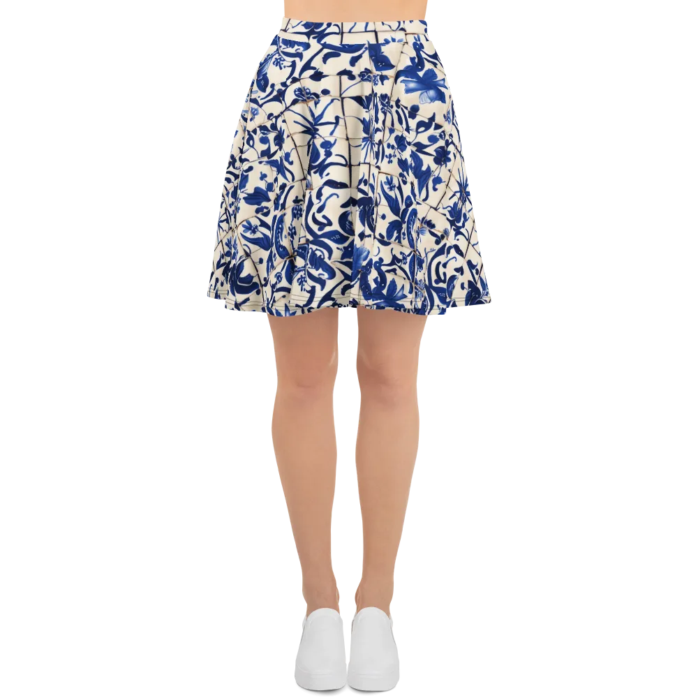 Cobalt Delft on Skater Skirt — Front