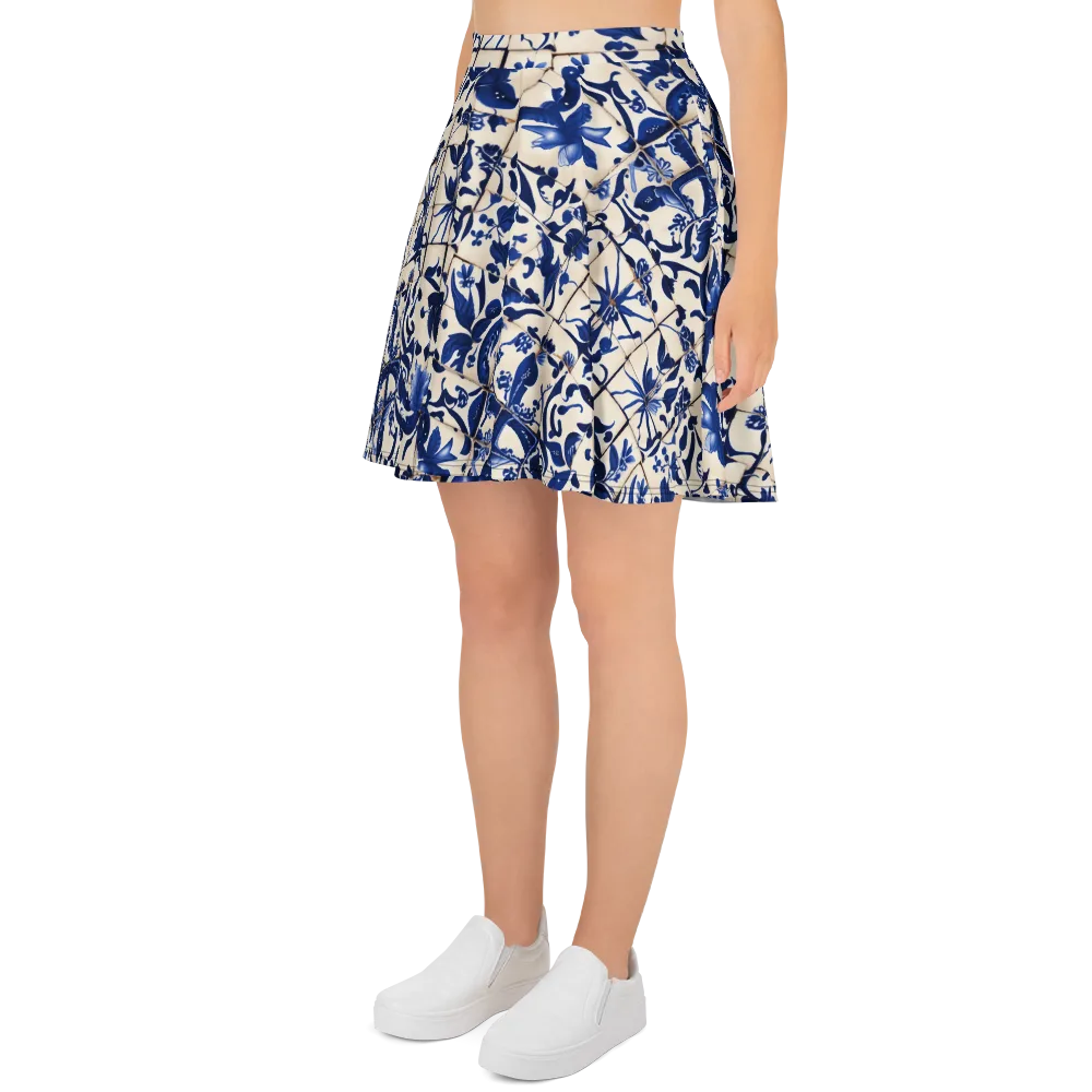 Cobalt Delft on Skater Skirt — Left
