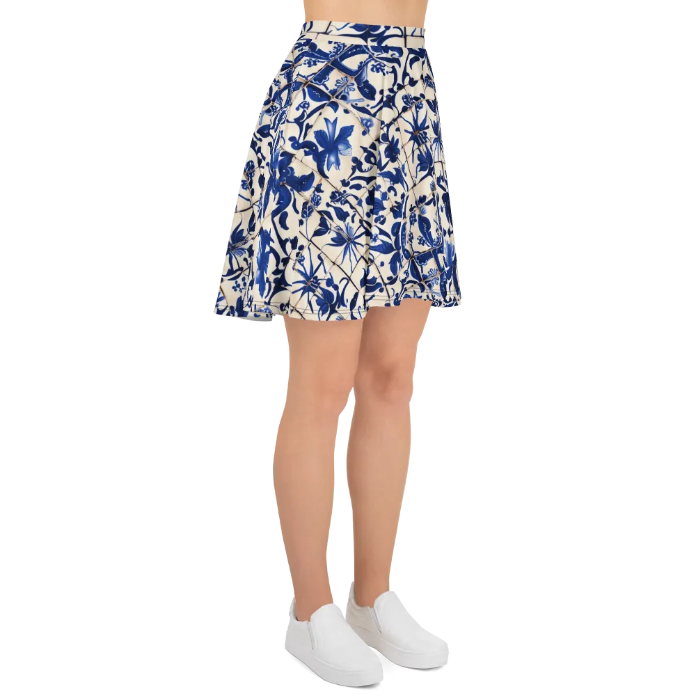 Cobalt Delft on Skater Skirt — Right