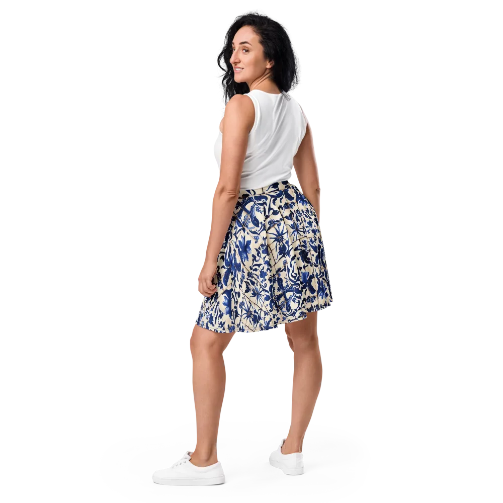 Cobalt Delft on Skater Skirt — Back