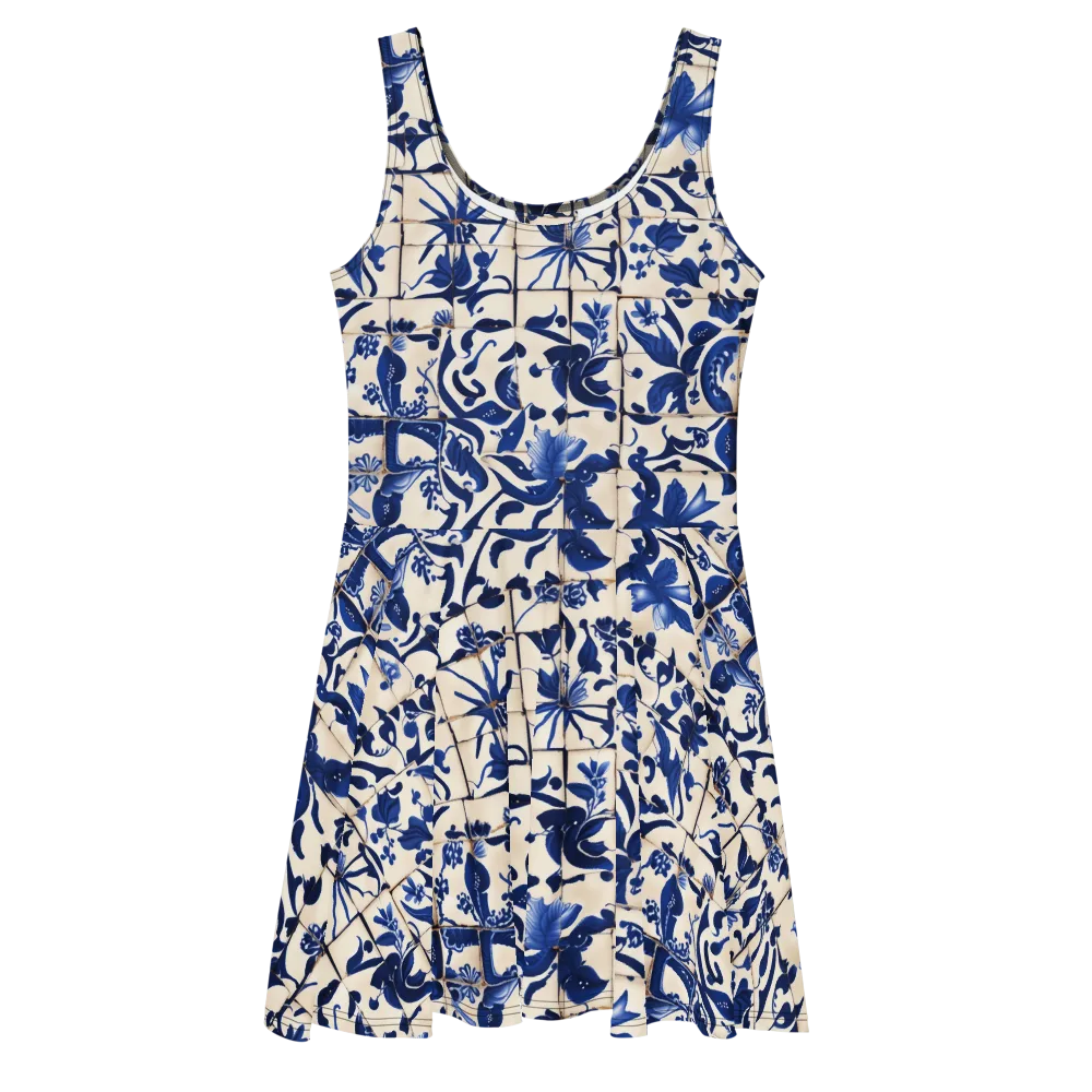 Cobalt Delft on Skater Dress — Front