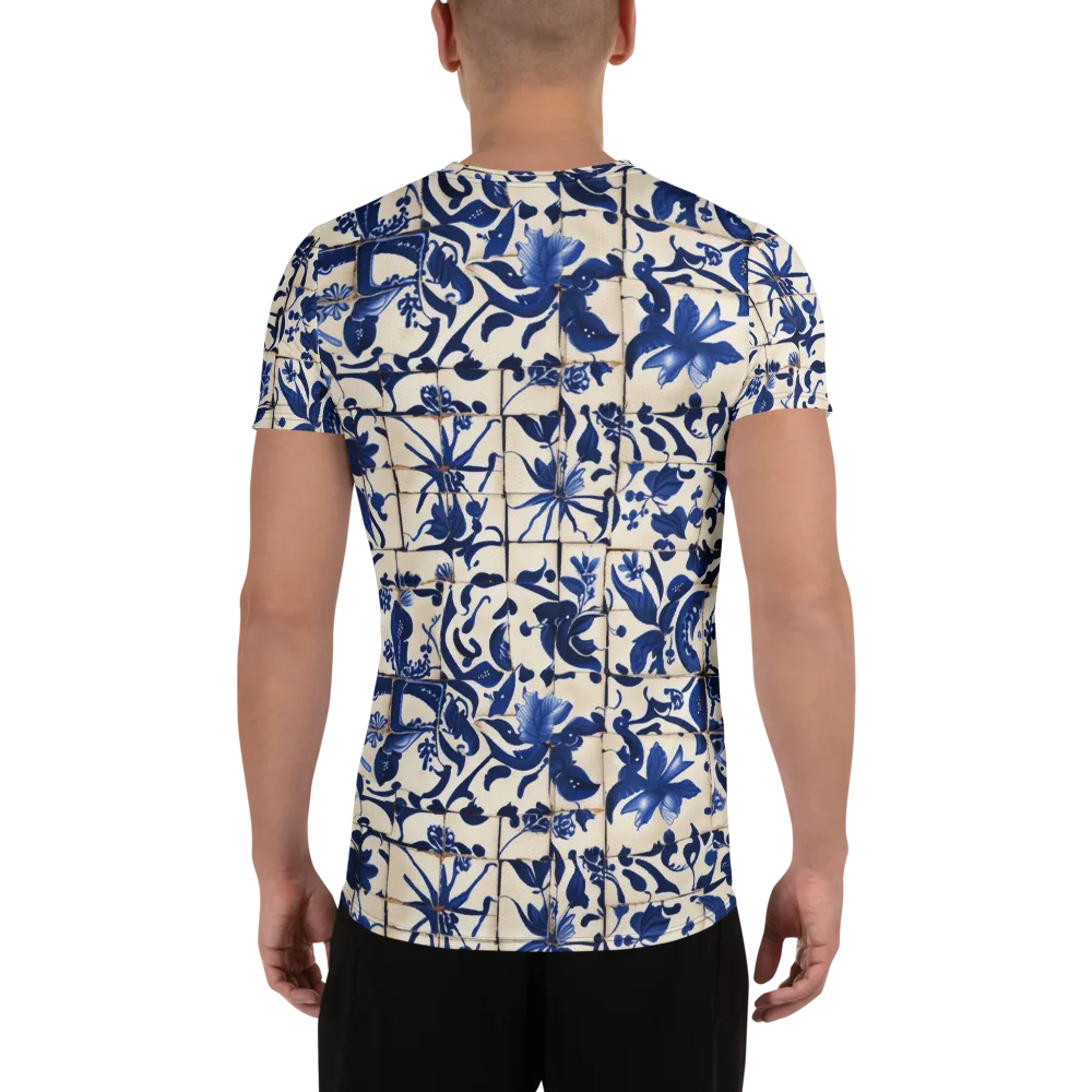 Cobalt Delft on Men's Athletic T-Shirt — Back