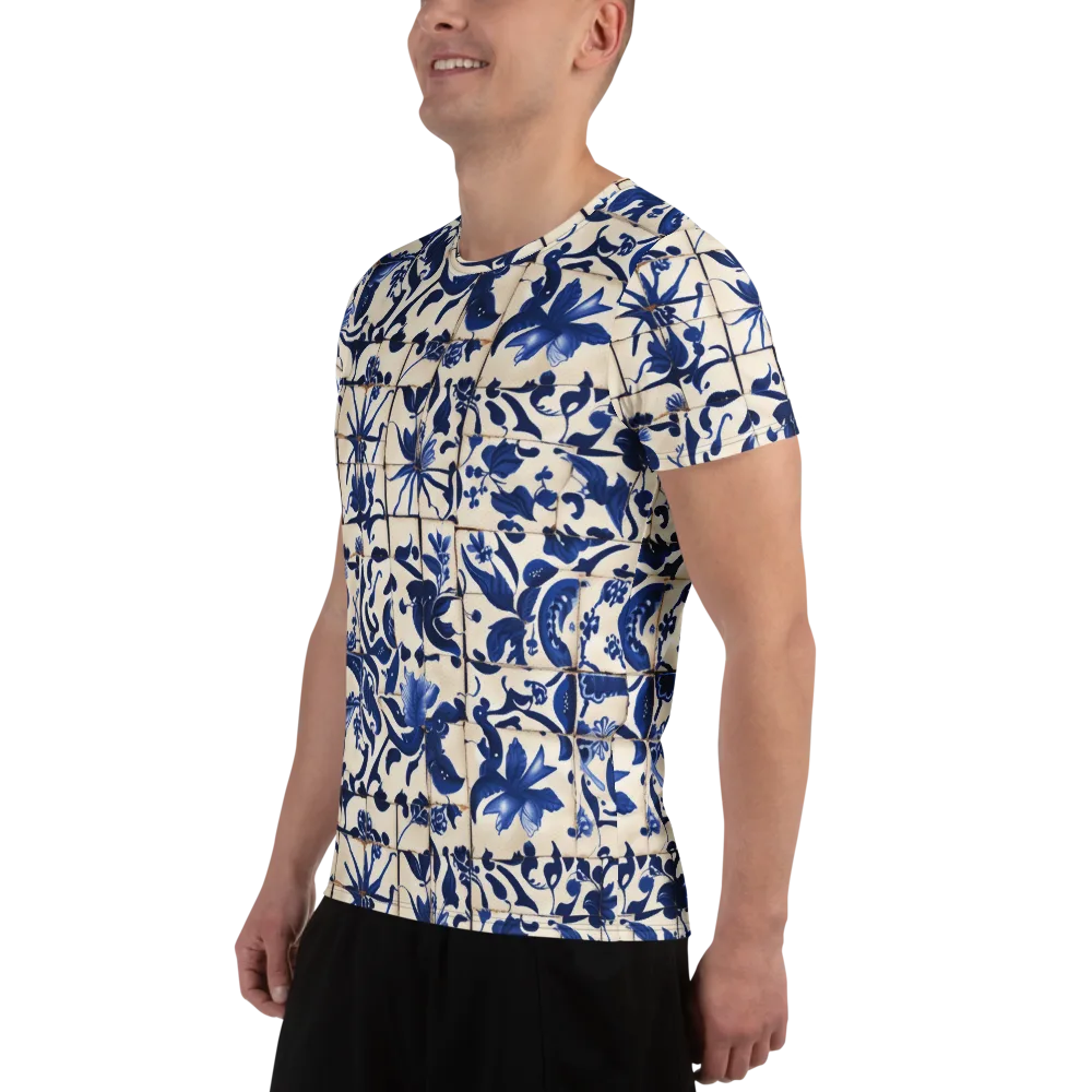 Cobalt Delft on Men's Athletic T-Shirt — Left