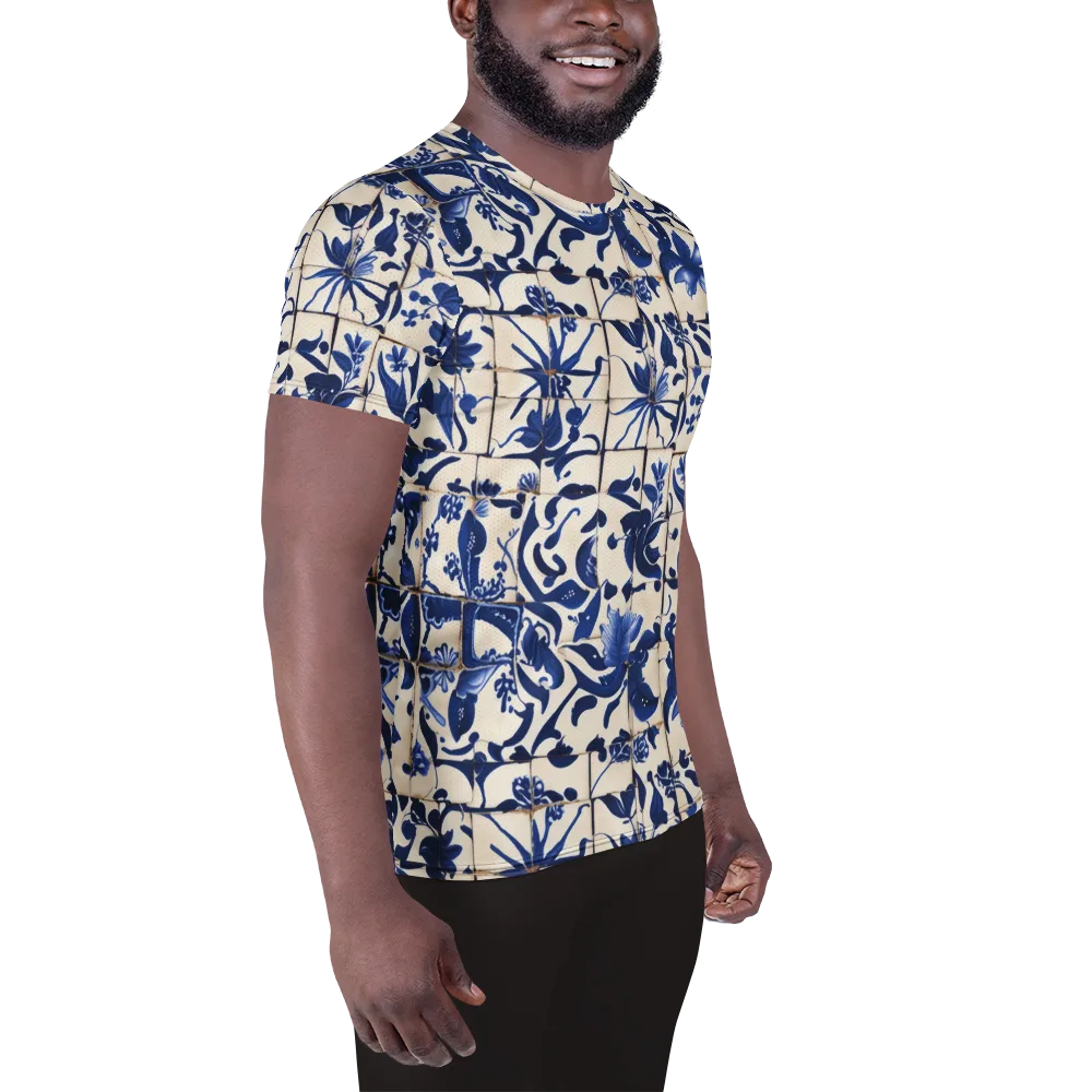 Cobalt Delft on Men's Athletic T-Shirt — Right