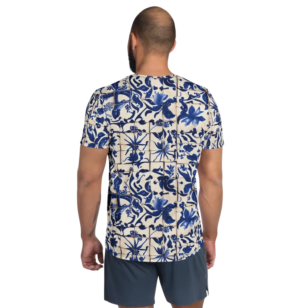 Cobalt Delft on Men's Athletic T-Shirt — Back