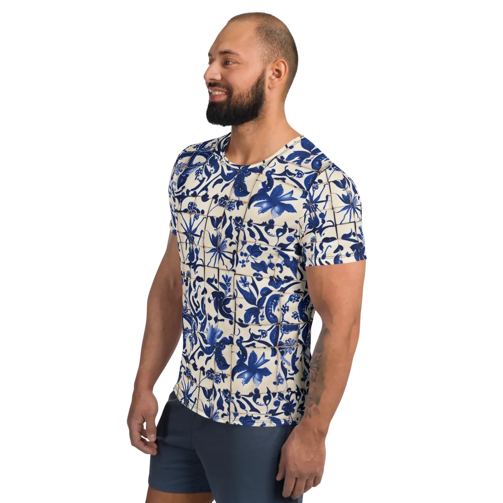 Cobalt Delft on Men's Athletic T-Shirt — Left
