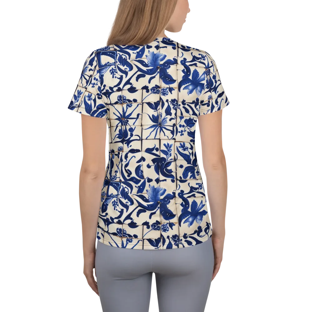 Cobalt Delft on Women's Athletic T-Shirt — Back