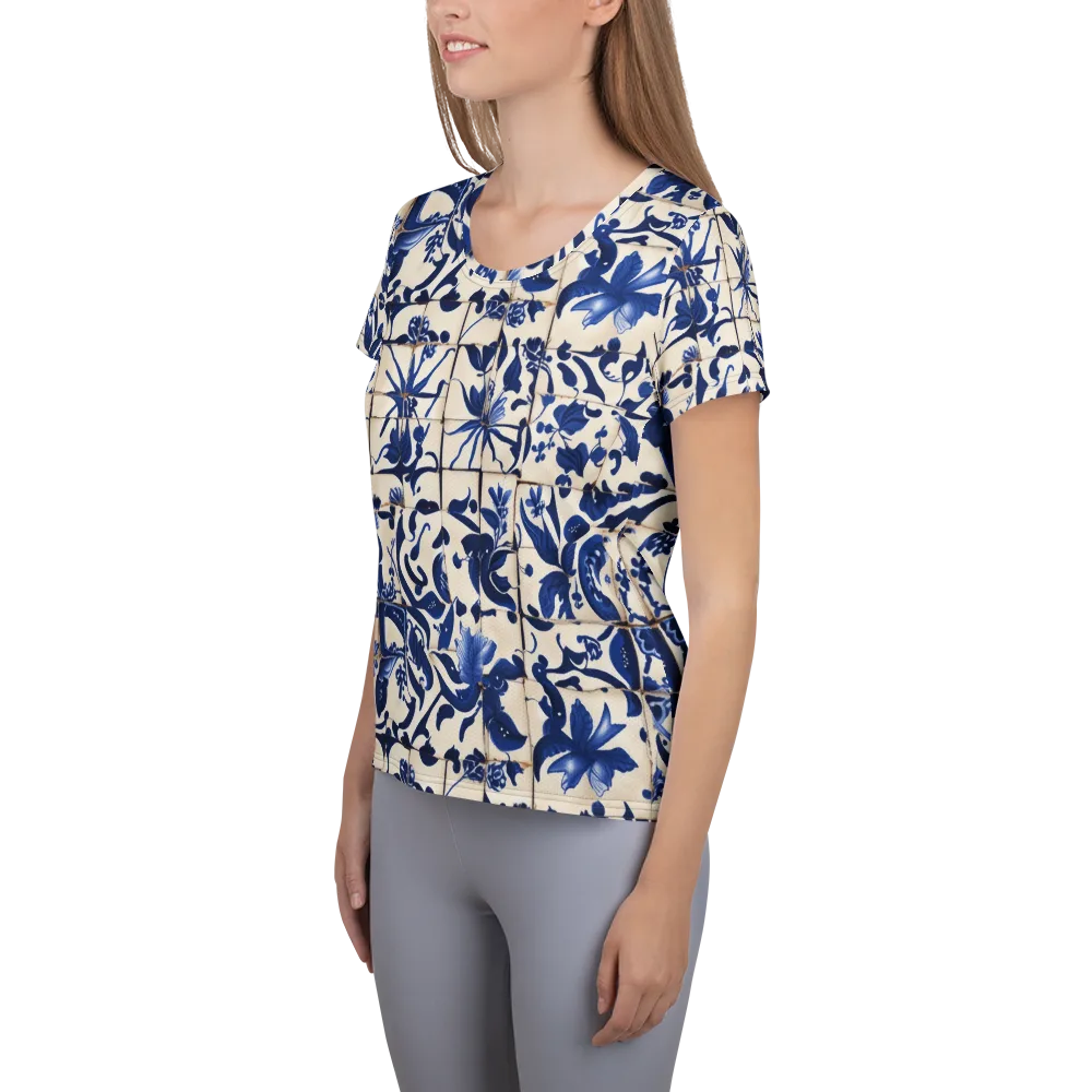 Cobalt Delft on Women's Athletic T-Shirt — Left