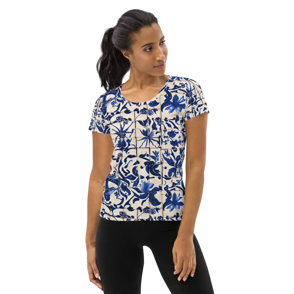 Cobalt Delft on Women's Athletic T-Shirt — Front