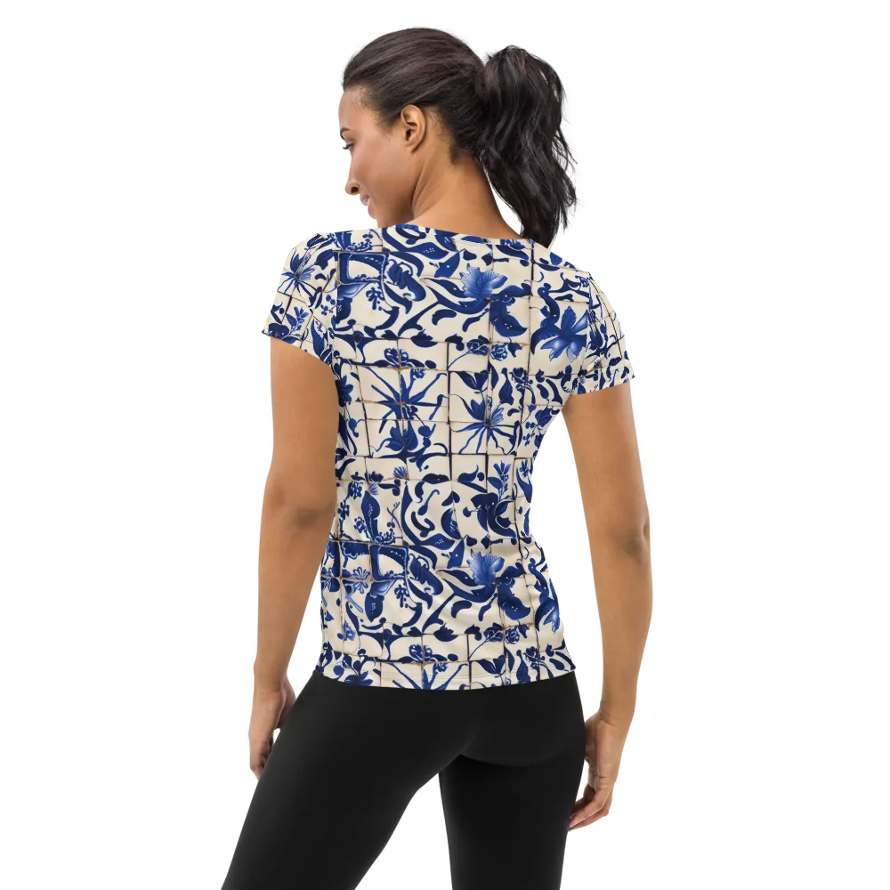 Cobalt Delft on Women's Athletic T-Shirt — Back
