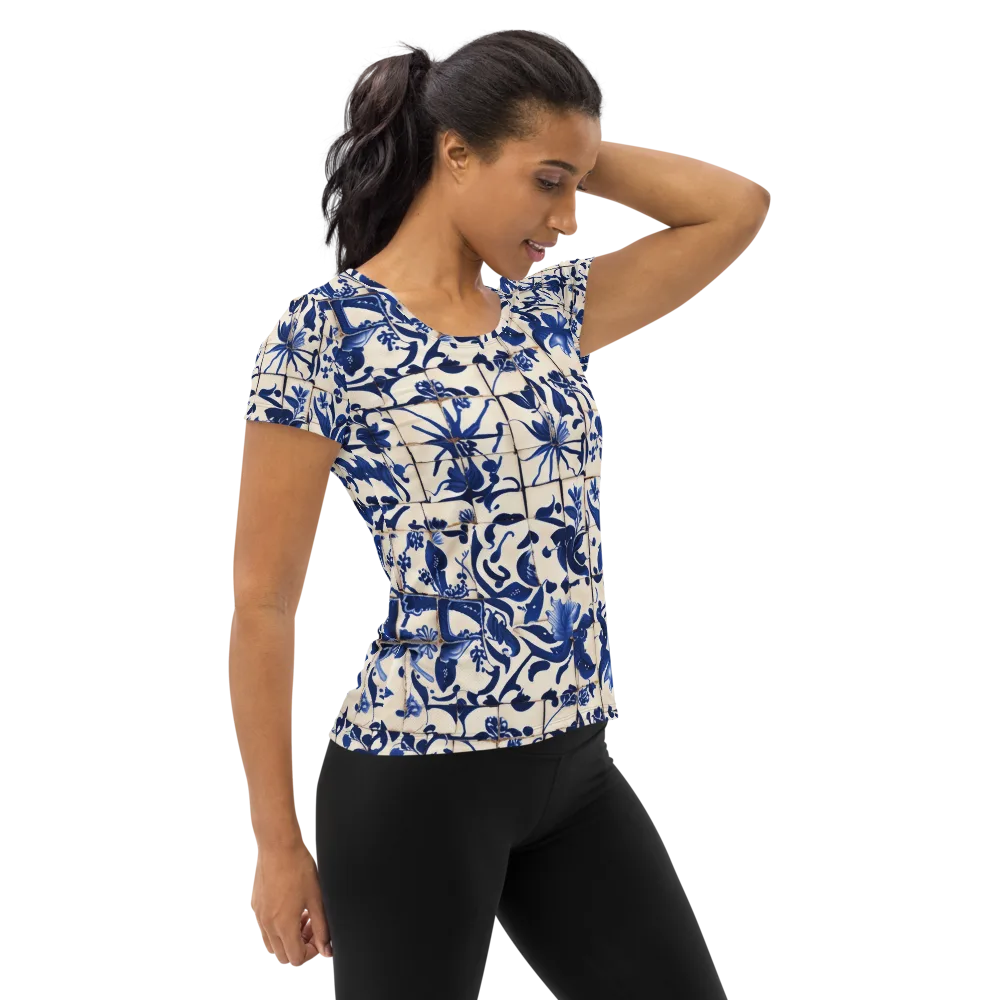 Cobalt Delft on Women's Athletic T-Shirt — Right