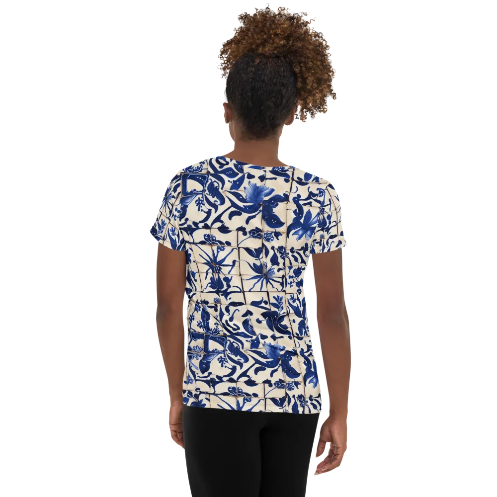 Cobalt Delft on Women's Athletic T-Shirt — Back