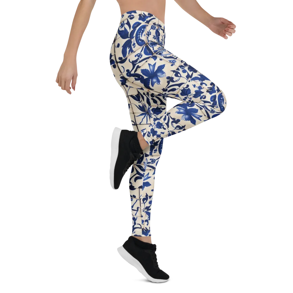 Cobalt Delft on Leggings — Right