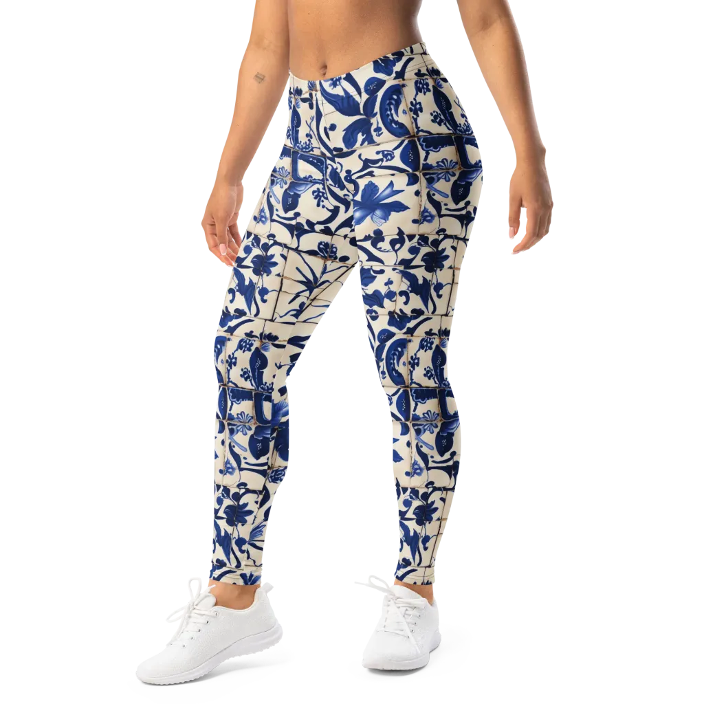 Cobalt Delft on Leggings — Left Front