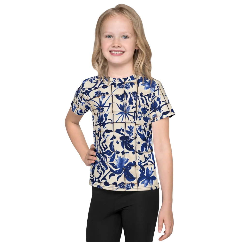 Cobalt Delft on Kids Crew Neck T-Shirt — Front