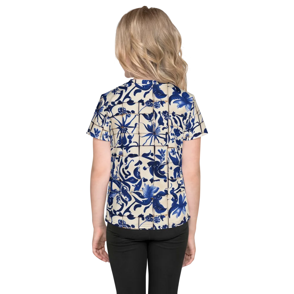 Cobalt Delft on Kids Crew Neck T-Shirt — Back