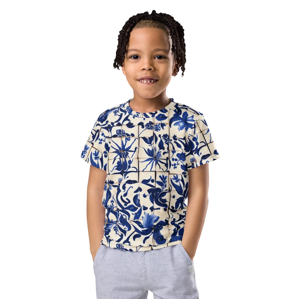 Cobalt Delft on Kids Crew Neck T-Shirt — Front