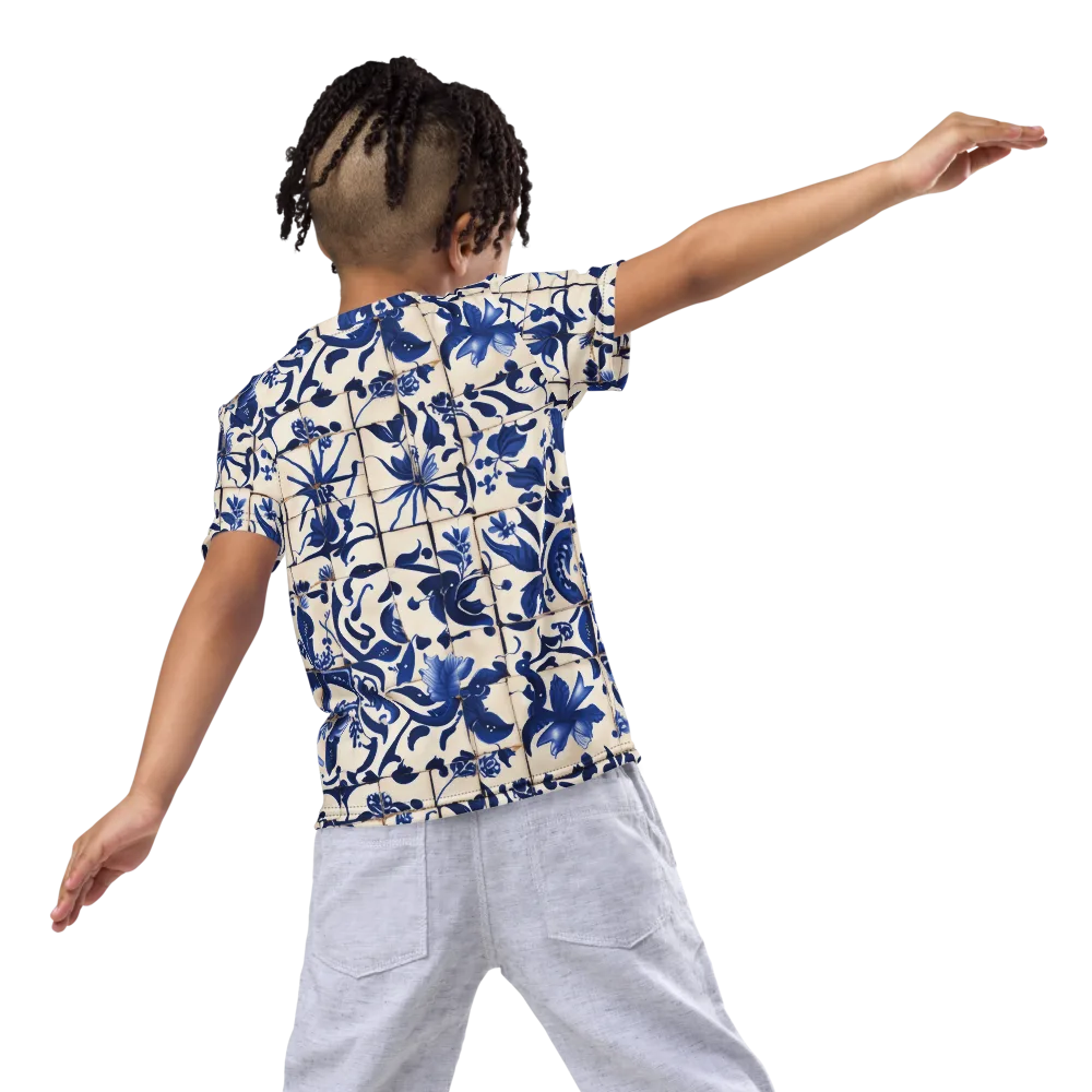Cobalt Delft on Kids Crew Neck T-Shirt — Back