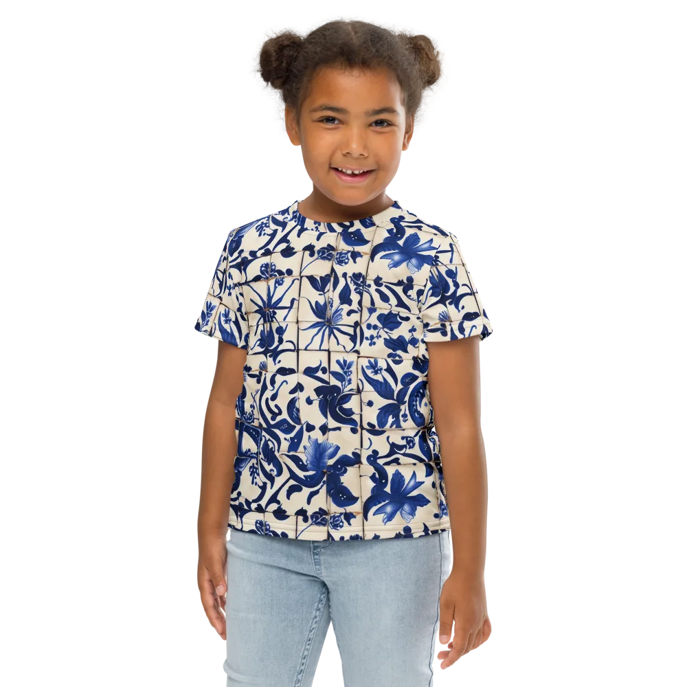 Cobalt Delft on Kids Crew Neck T-Shirt — Front