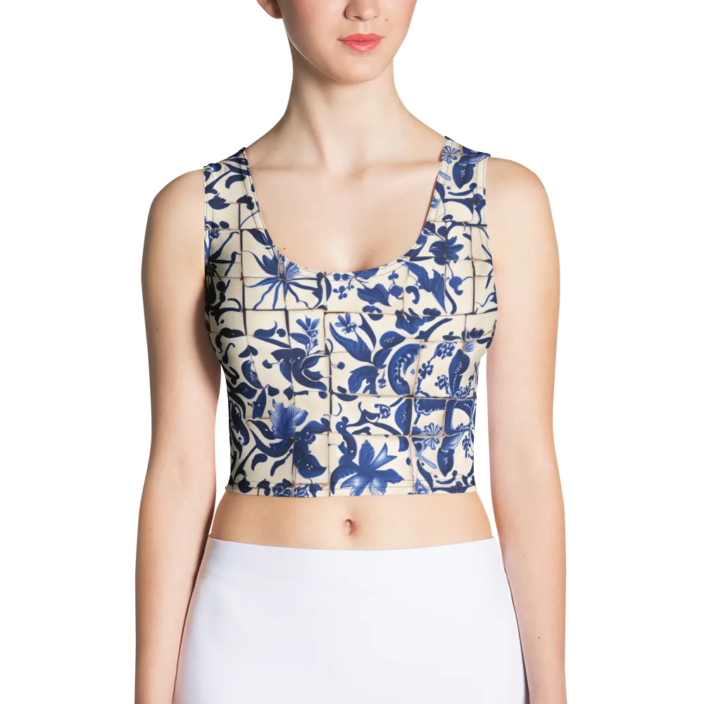 Cobalt Delft on Crop Top — Front