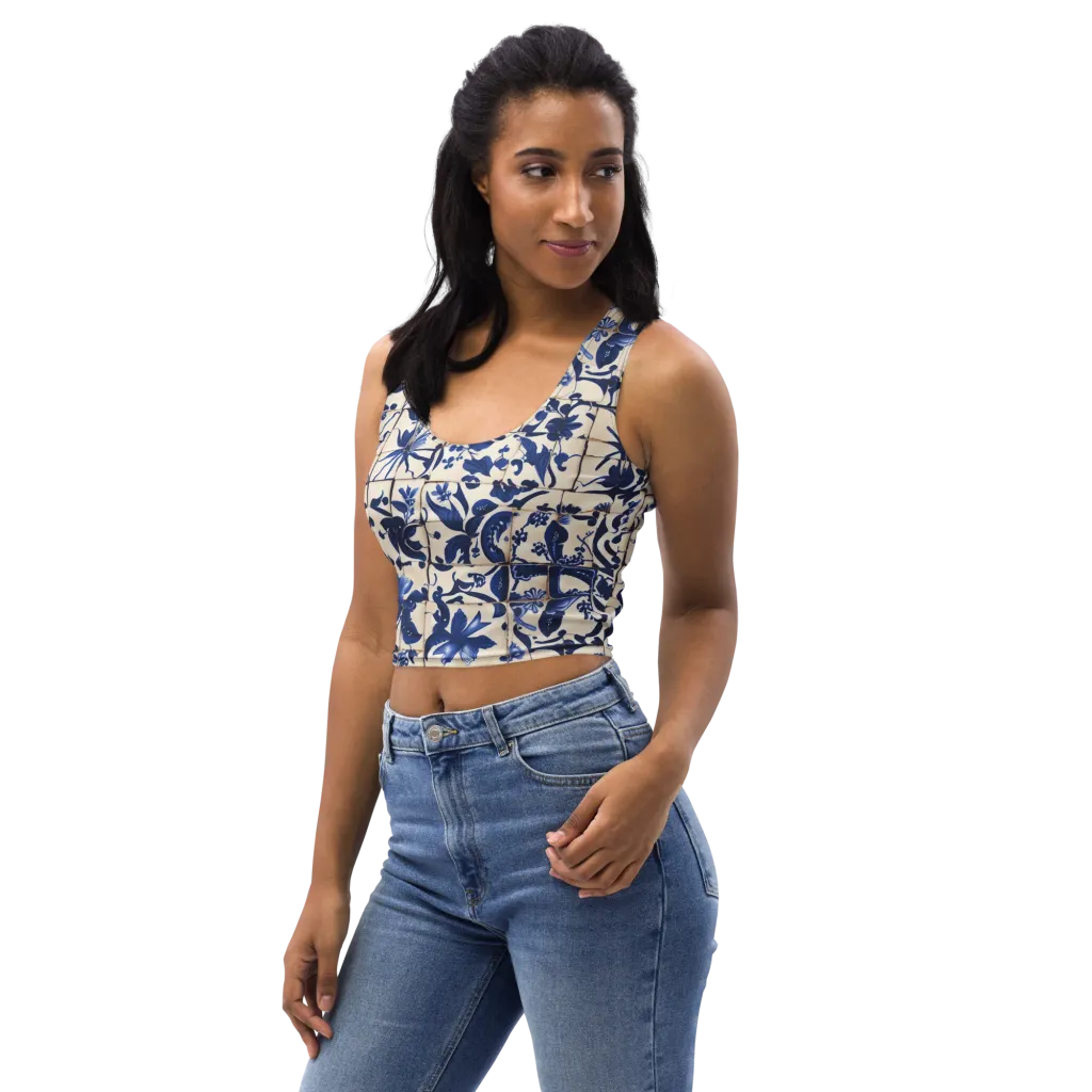 Cobalt Delft on Crop Top — Left Front