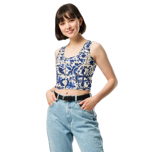 Cobalt Delft on a Crop Top