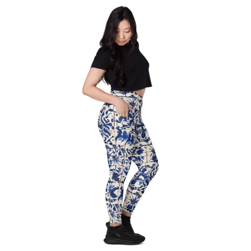 Cobalt Delft on a Leggings with Pockets