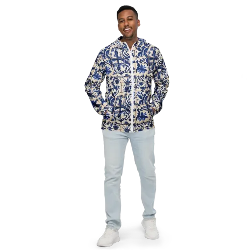Cobalt Delft on a Men's Windbreaker