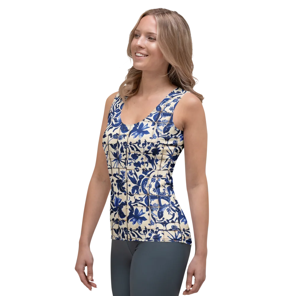 Cobalt Delft on Women's Tank Top — Left Front