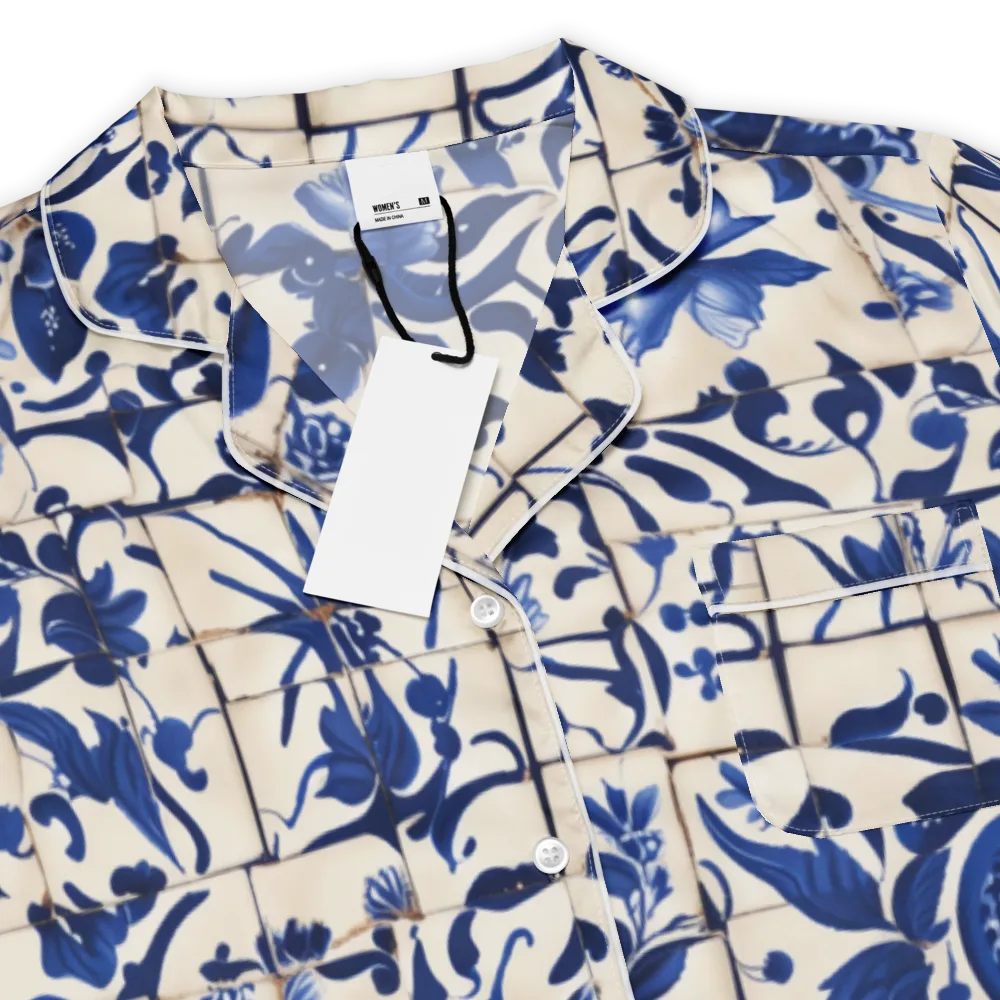 Cobalt Delft on Women's Short Sleeve Pajama Top — Product details