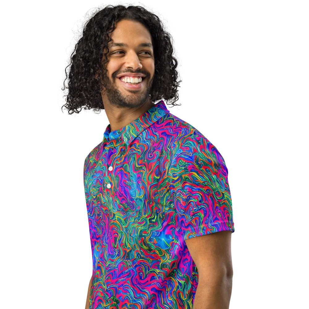 Electric Marmalade on Men's Slim Fit Polo Shirt — Left Front