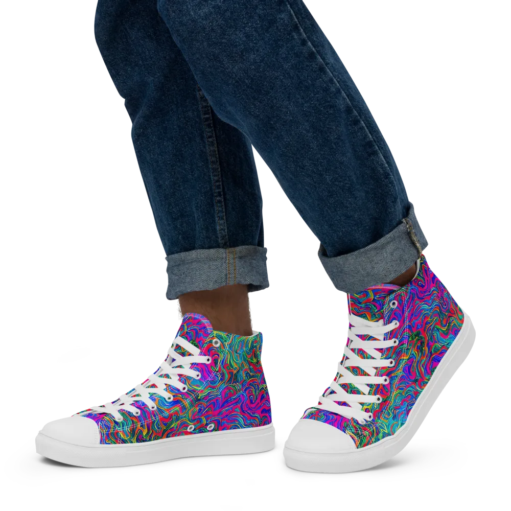 Electric Marmalade on Men's High Top Canvas Shoes — Left