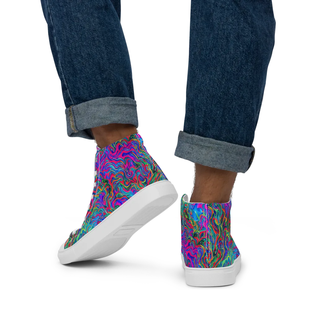 Electric Marmalade on Men's High Top Canvas Shoes — Back